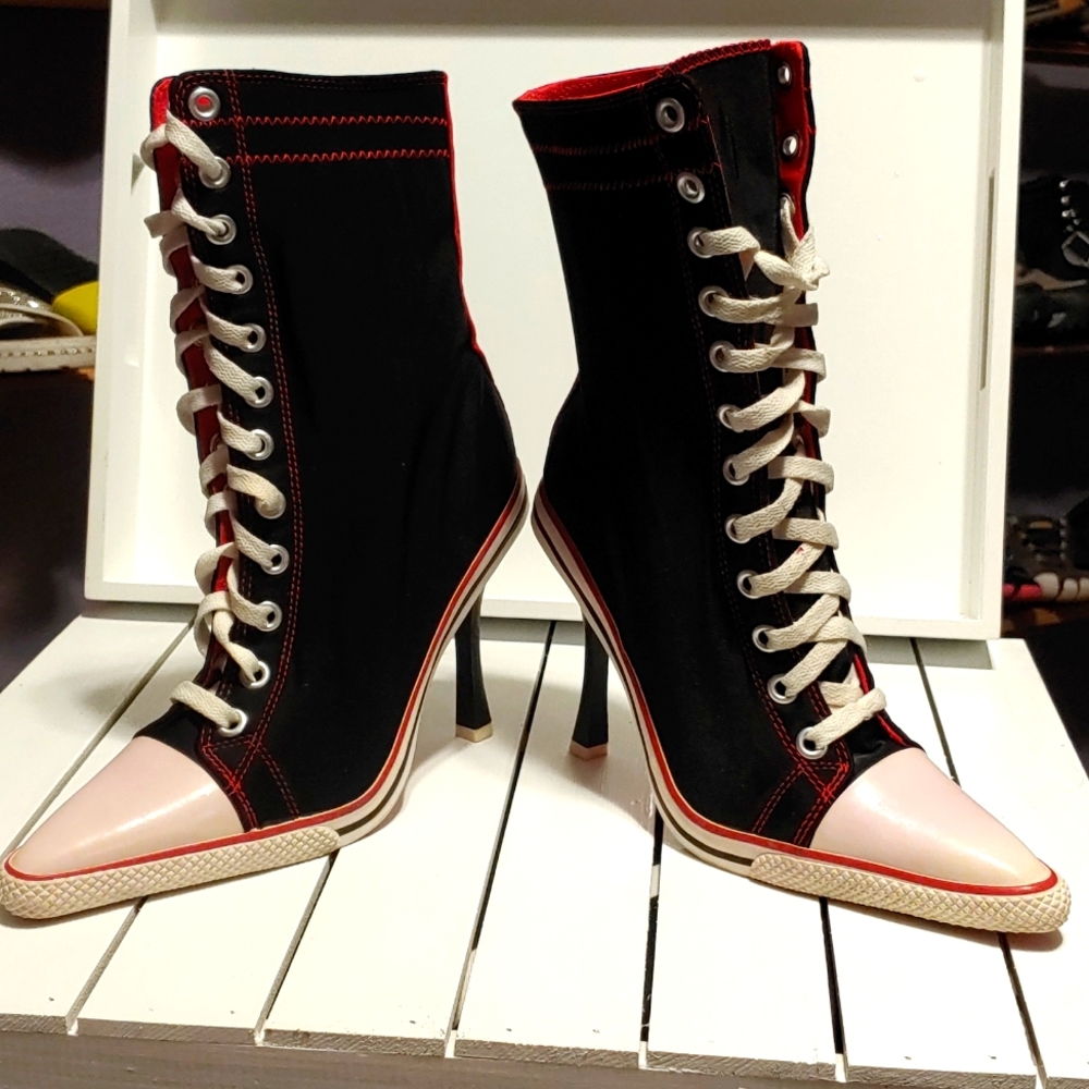 Anne Michelle Converse sneakers with 5 inch stiletto heel women's shoes size 7